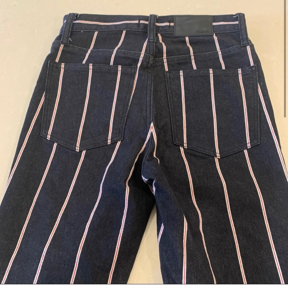 Madewell Black and White Striped Boot Cut Jeans - Picture 4 of 8